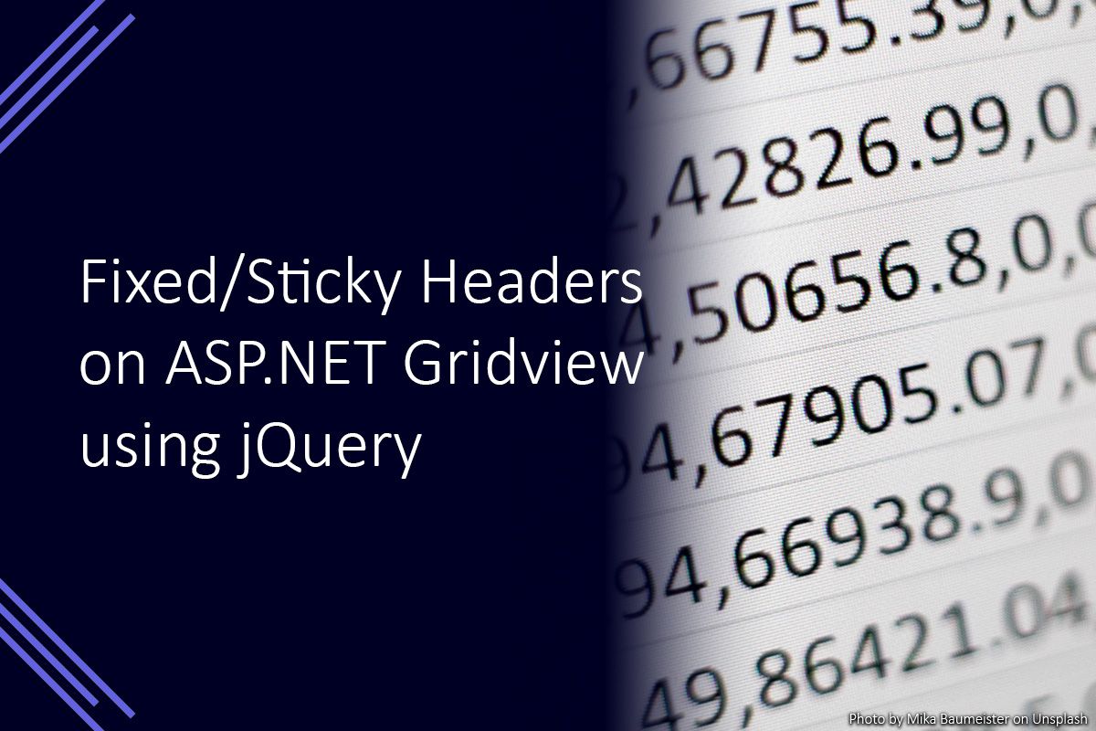 Fixed/Sticky Headers on ASP.NET GridView using jQuery