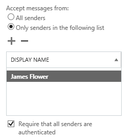 Restrict Senders Screenshot